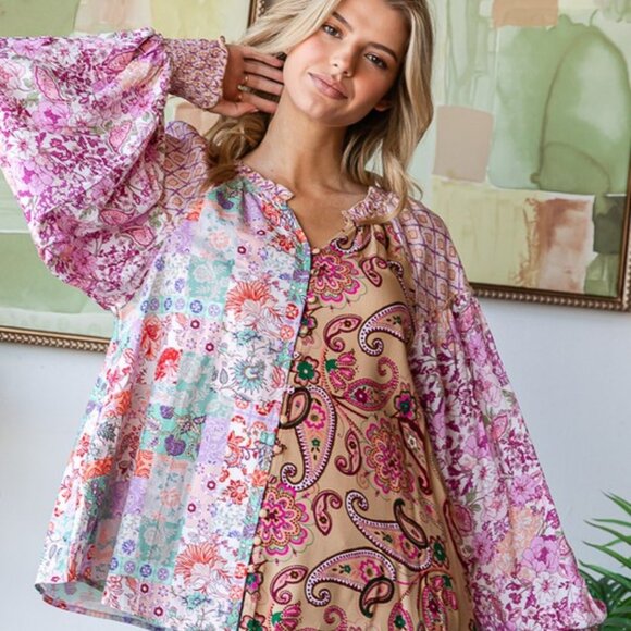Oli & Hali Multicolor Floral and Paisley Tunic - Picture 4 of 8